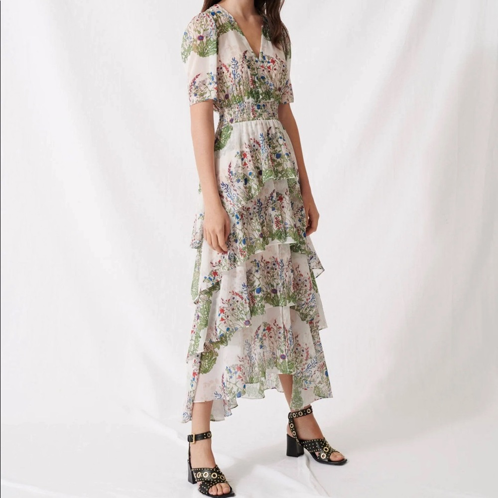 Maje Raffle Floral-Print Maxi Dress